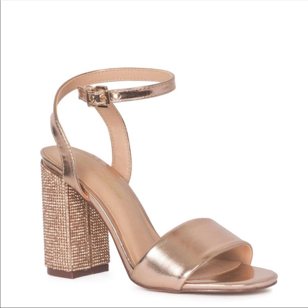 LAUREN LORRAINE ROSE GOLD BlOCK HEELS SIZE 7